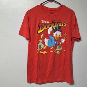 Disney Duck Tales Tee Shirt Mens Medium Red Scrooge McDuck Short Sleeve Cartoon